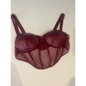 Red Satin & Mesh Underwire Bralette